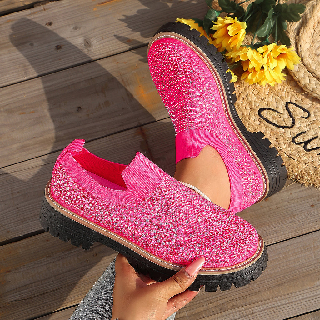 Sneakers casual féminins en Strass-Embelled Stretchy