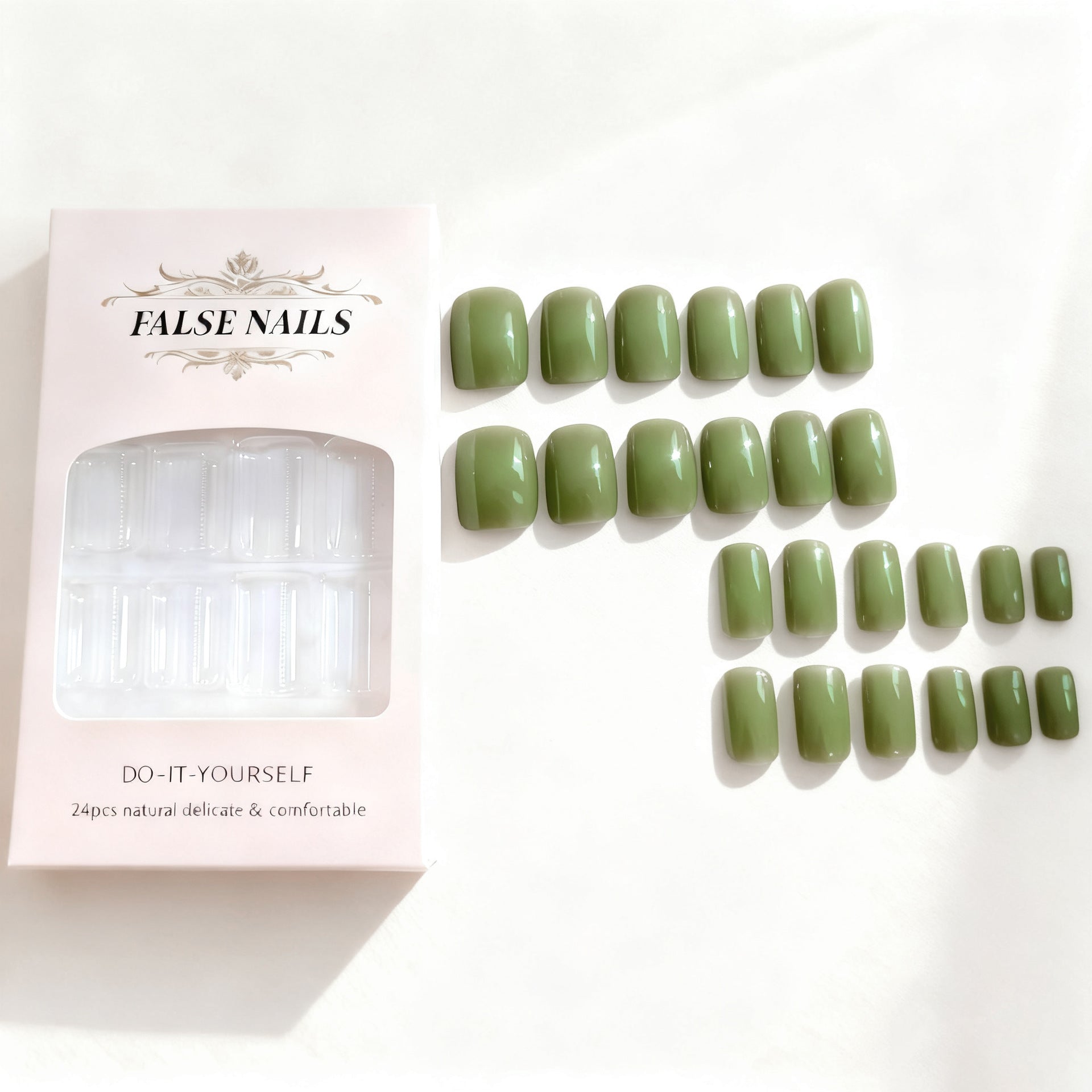 Faux ongles de haricots verts simples pour les femmes