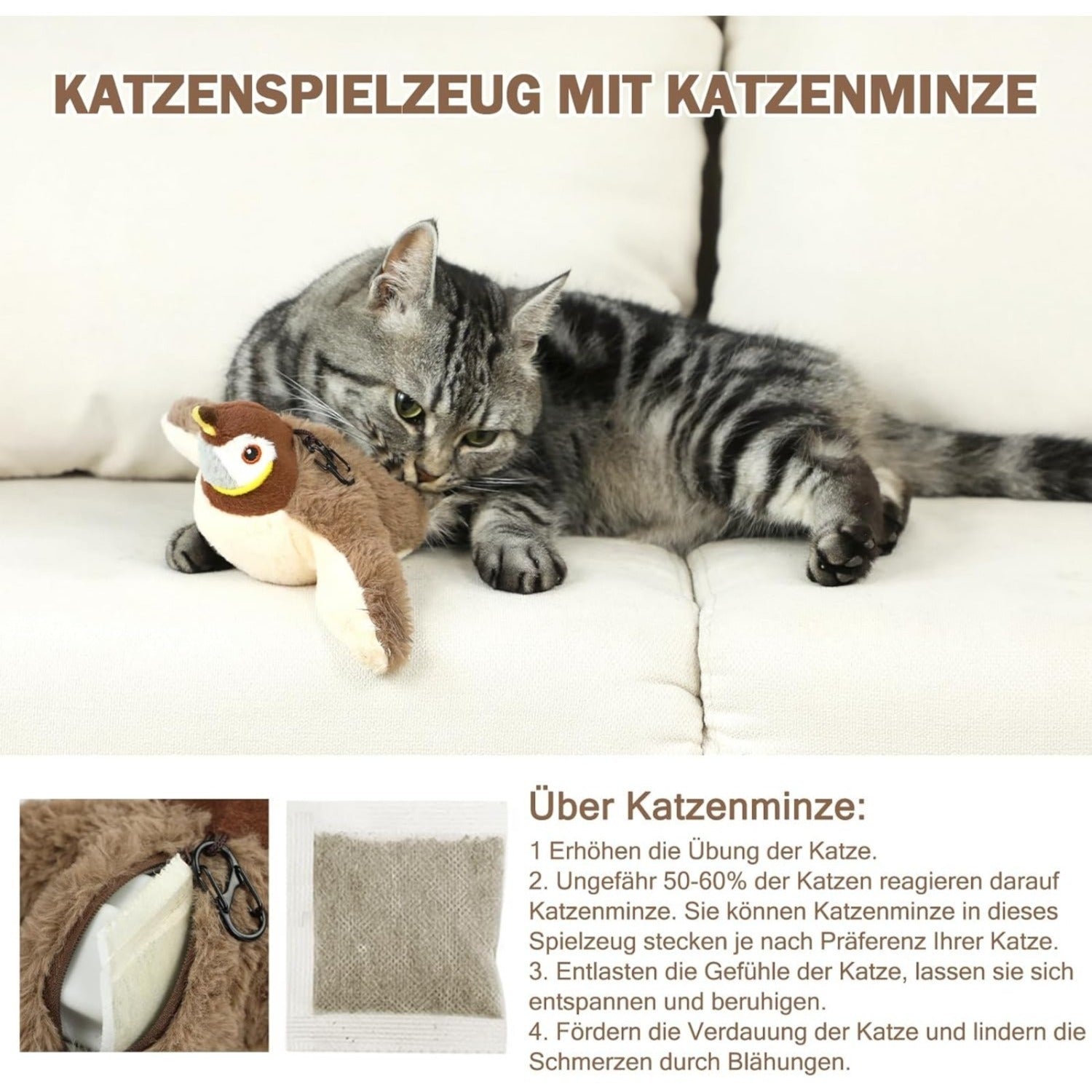 Jouet chat électrique TGFIX Bird pour self-play - Jouet chat automatique interactif avec Catnip