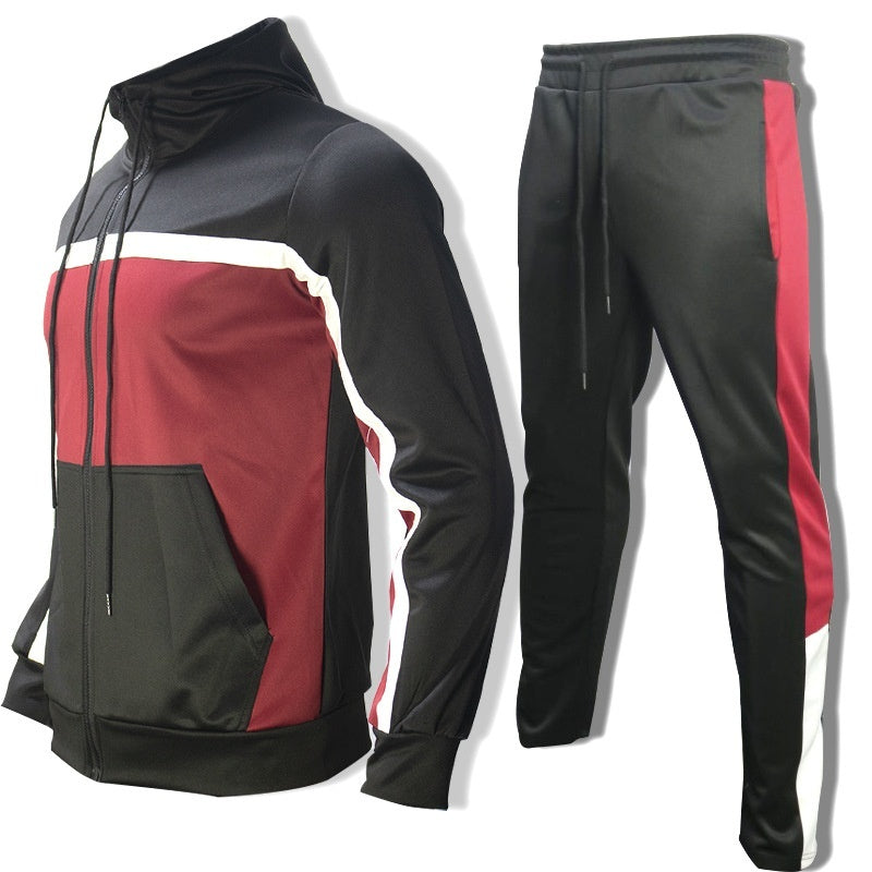 Mode homme Trendy Marque Contraste Couleur Sweatshirt Pantalons Ensemble deux pièces