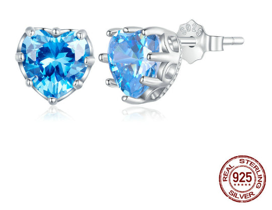 S925 Argent Sterling Décembre Love Boucles d'oreilles en pierre de naissance