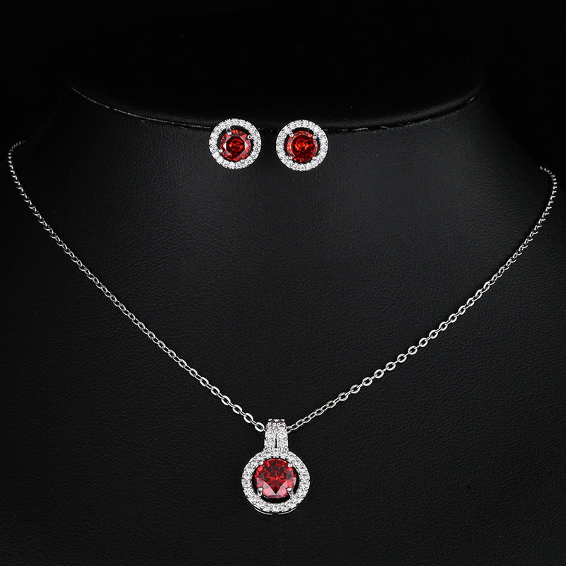 Ensemble de collier de disque Zircon deux pièces