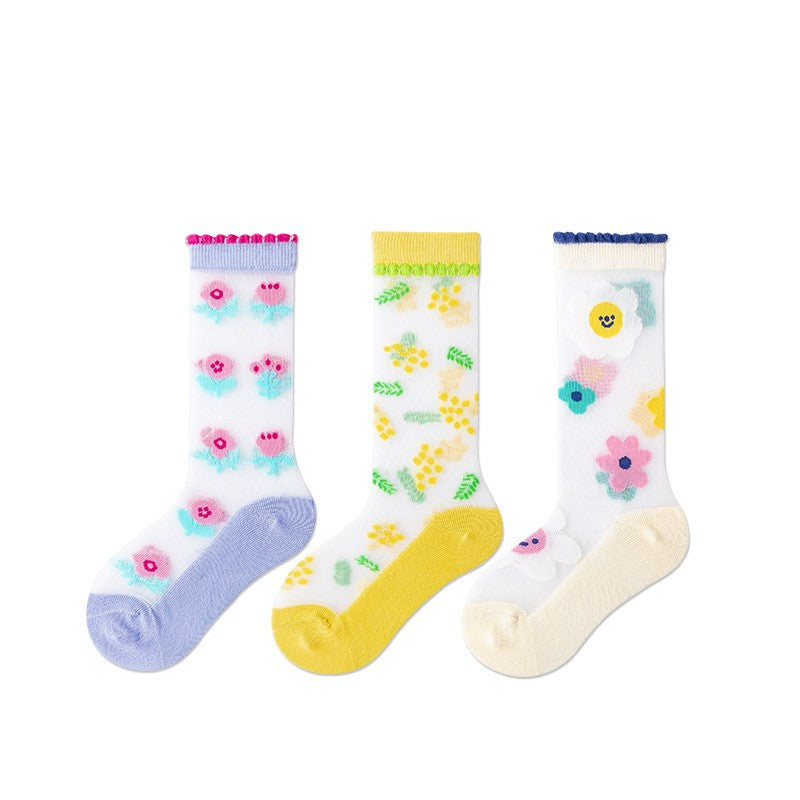 Printemps et été caricature mince petite carte de fleur Chaussettes en soie