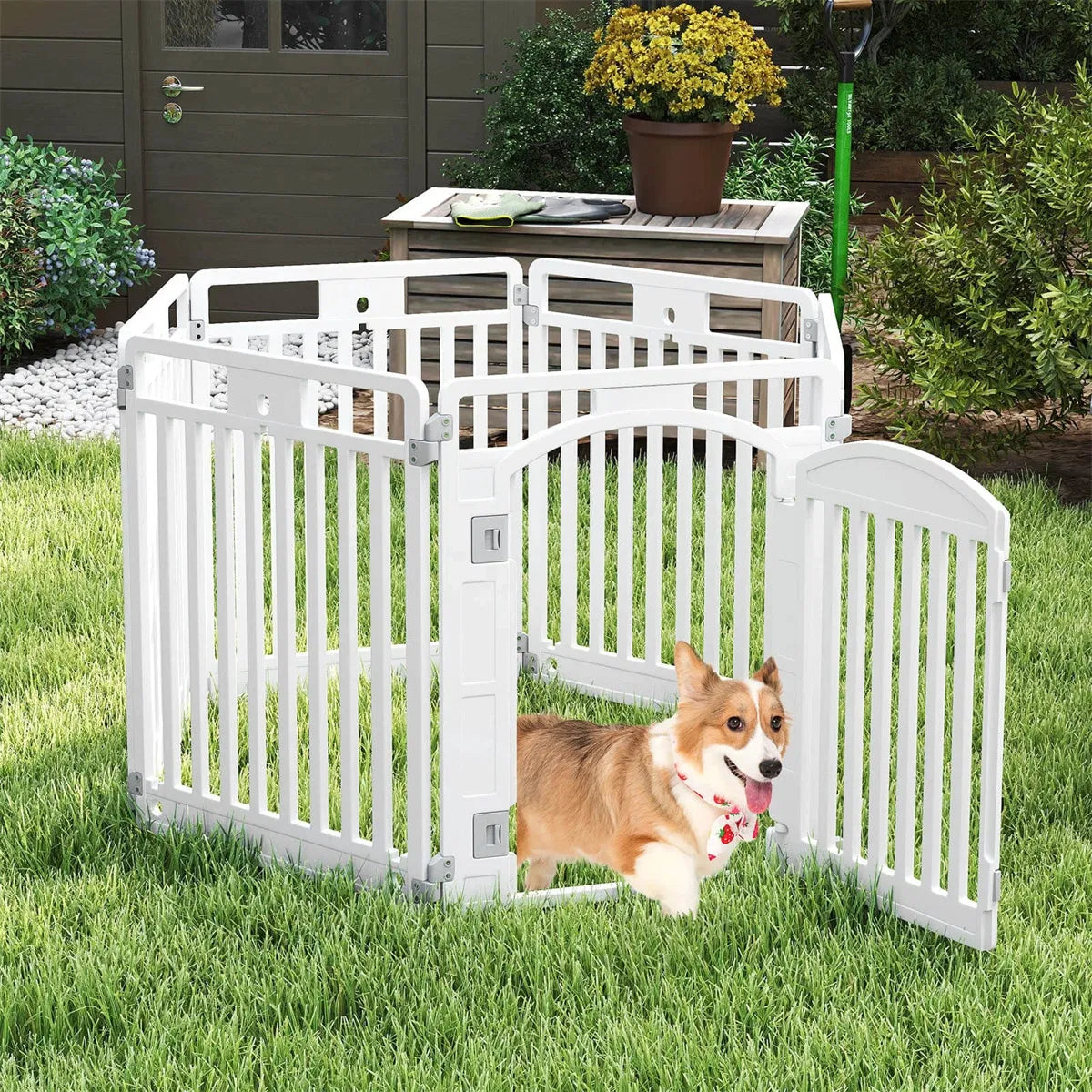 6-Panel HDPE chien Playpen - Convertible Design (Playpen/Fence)