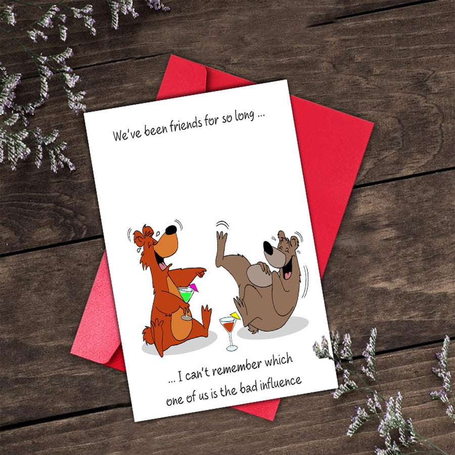 Carte de voeux d'anniversaire Carte de vœux amusante Carte de vœux drôle Texte Cartoon Carte de vœux