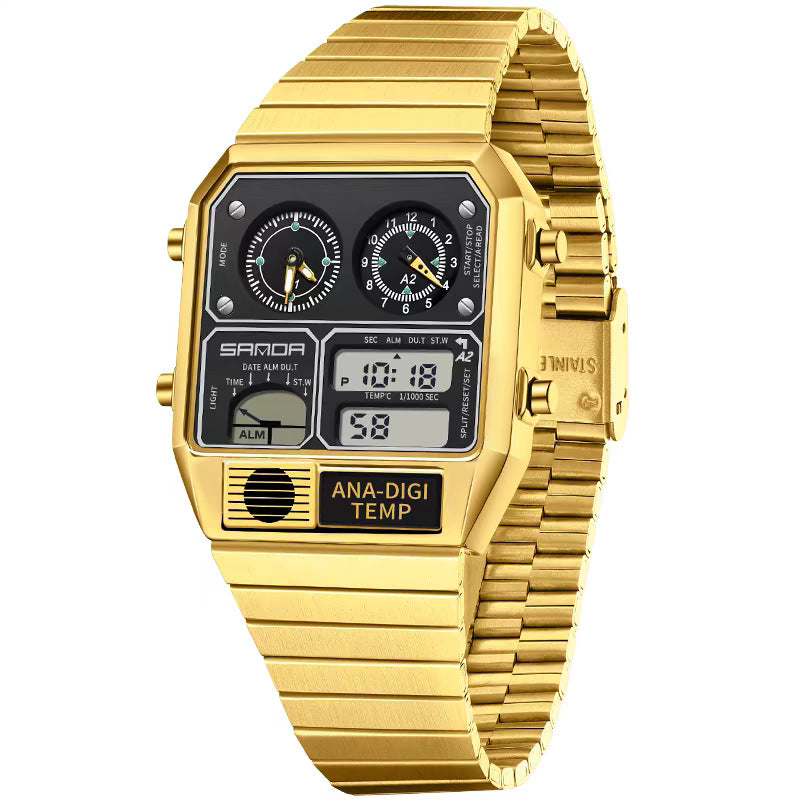Multifonctionnel Retro Square Montre homme imperméable avec mesure de température