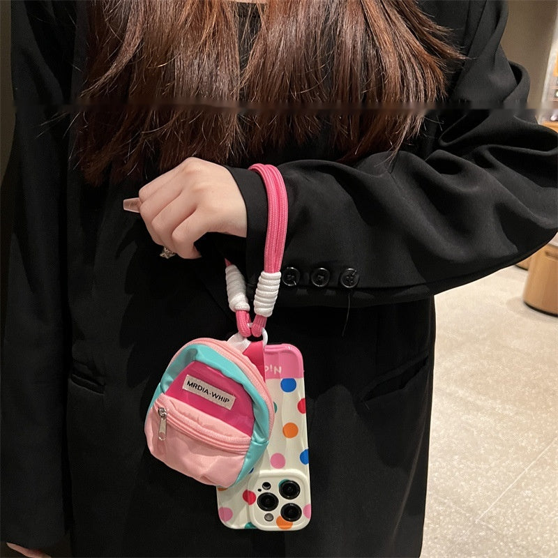 Couleur Polka Dot Petit sac à livres Cas de téléphone transportant Strap Crossbody