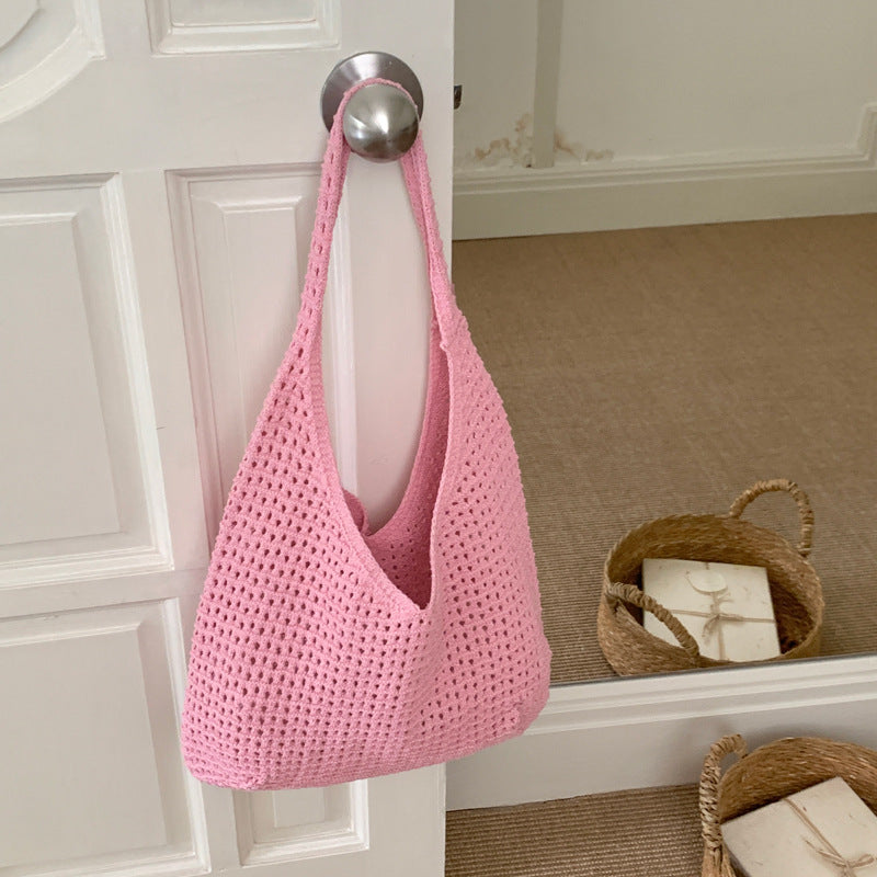 Sac à mailles creux de style Instagram tricoté Woven Purse