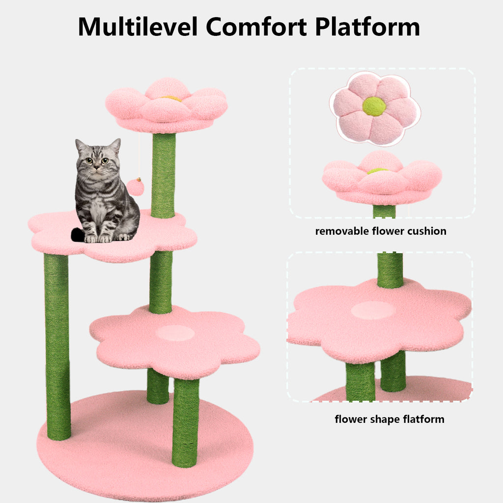 Arbre de chat avec perche confortable amovible & poteaux de scratch Suspension & Jouet Furnit de chat multi-niveaux