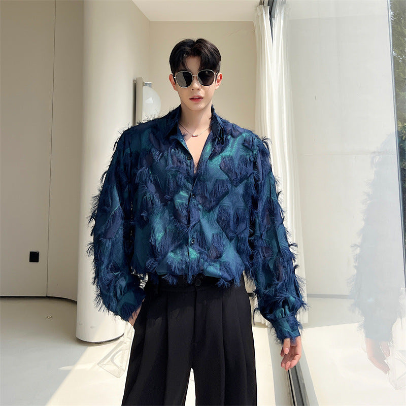 En forme de cœur Tassel Hollow-out Sens senior du design Chemise Mode Homme Per