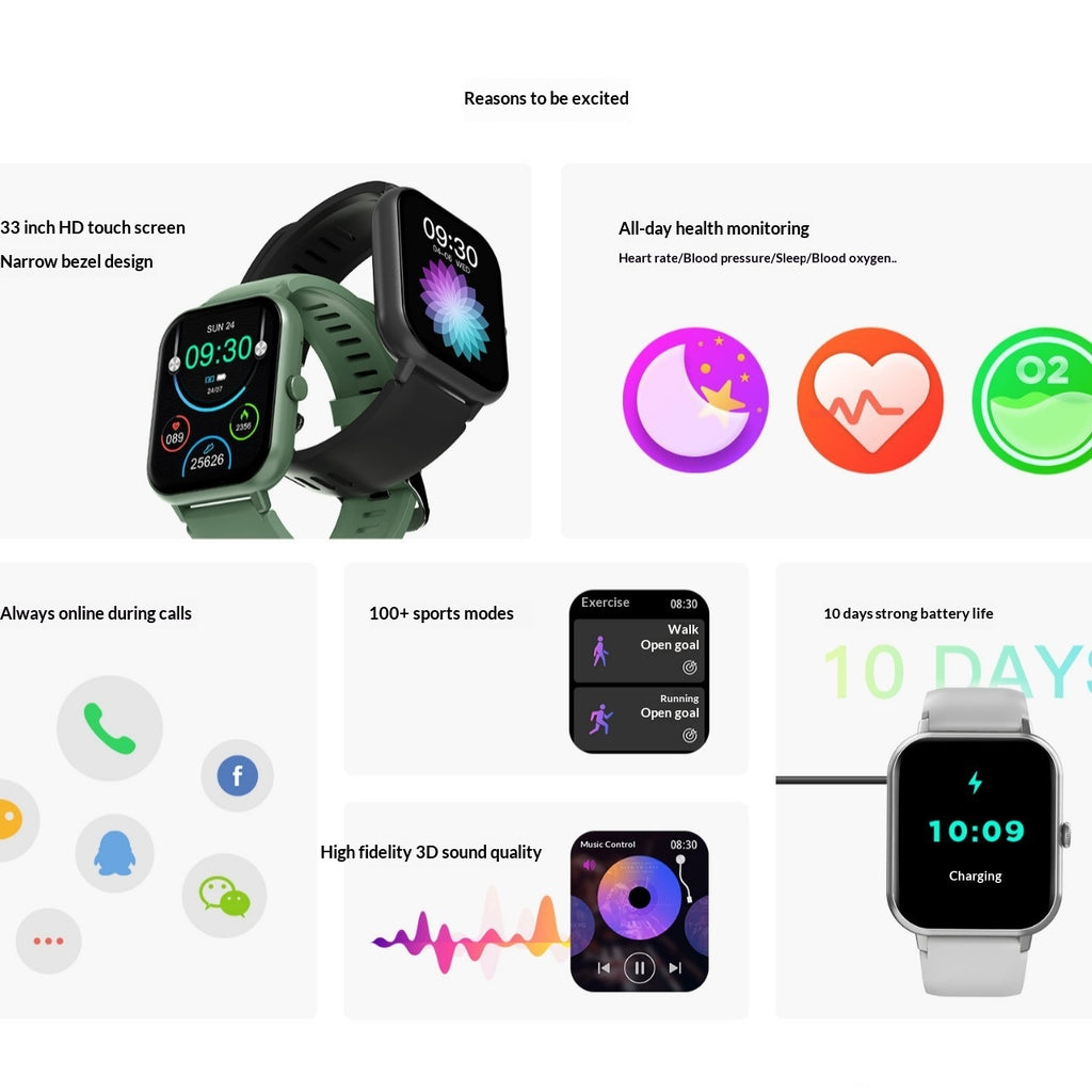 ZL54CJ Bluetooth Calling Smart Watch avec fréquence cardiaque et surveillance de la pression artérielle