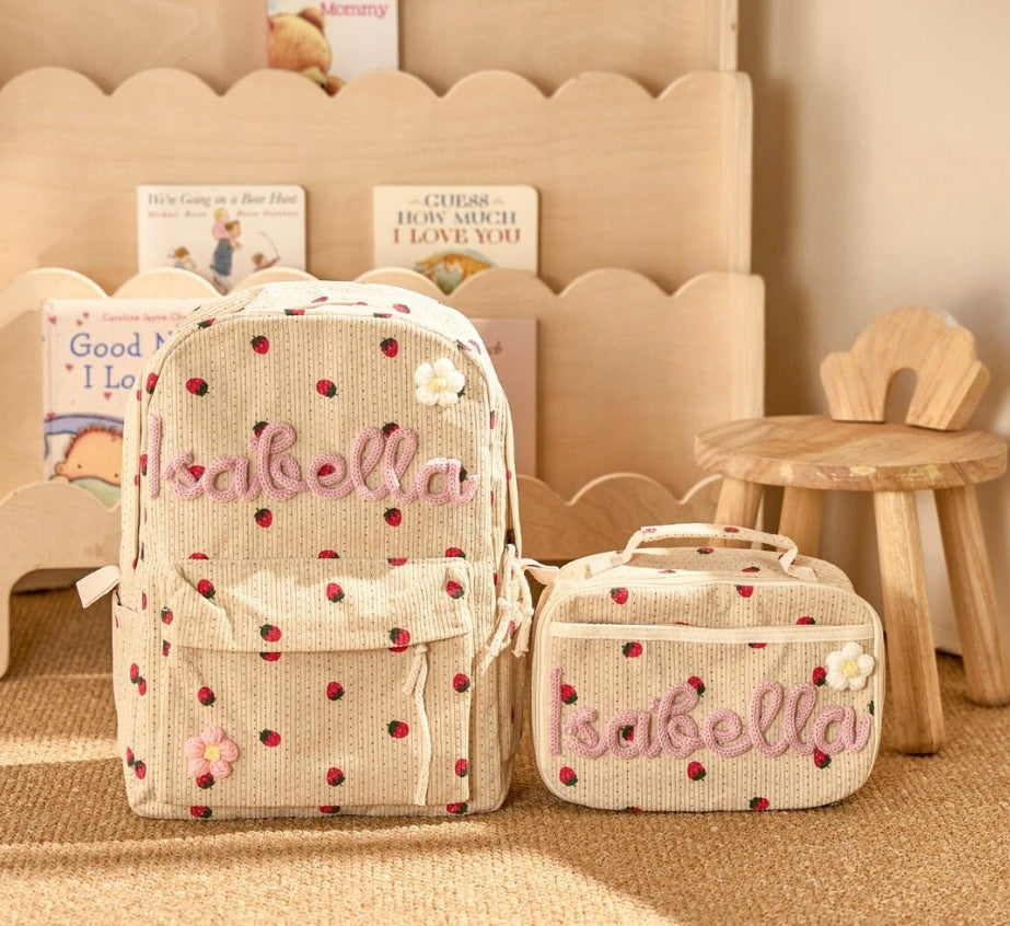 Retour à l'école Saison enfants Sac à dos et sac à lunch Set Chunky Fils fait main