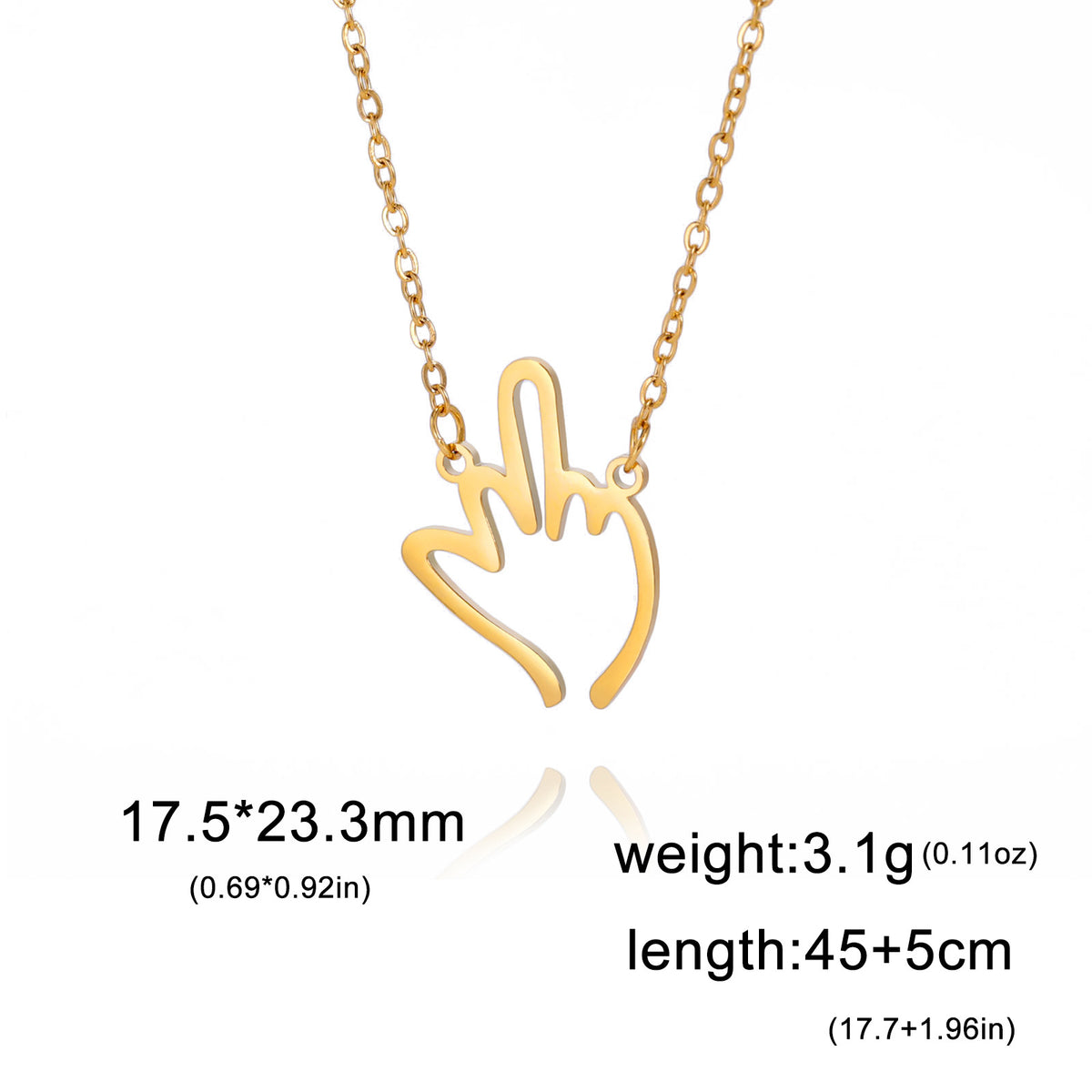 Collier en acier inoxydable pendentif à doigts moyens