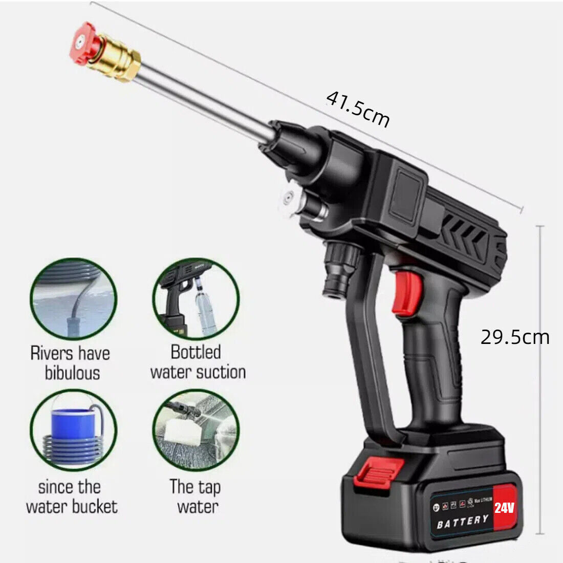 2 Batteries sans fil de voiture de lavage haute pression Jet de lavage d'eau pistolet portable