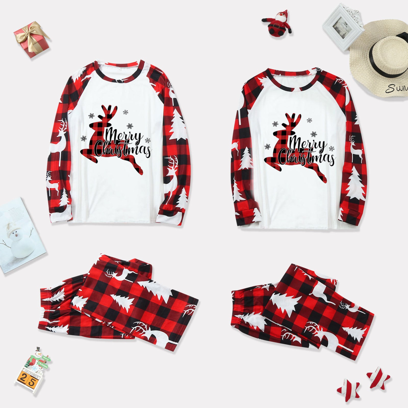 Arbre de Noël Imprimer Accueil Porter Pyjamas Ensemble Parent-enfant