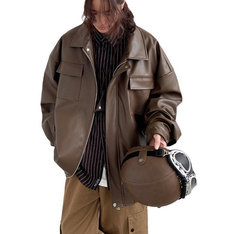 Veste en cuir perdu au printemps et en automne