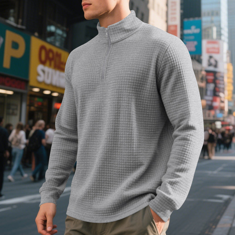 European And American Fashion Half Zipper Small Square Sweepshirt Hommes Printemps Et Automne