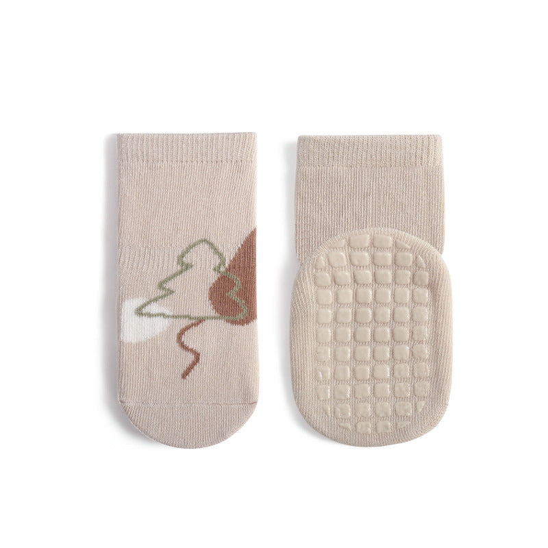 Chaussettes de sol en caoutchouc non glissées pour enfants mi-calf mignon caricature