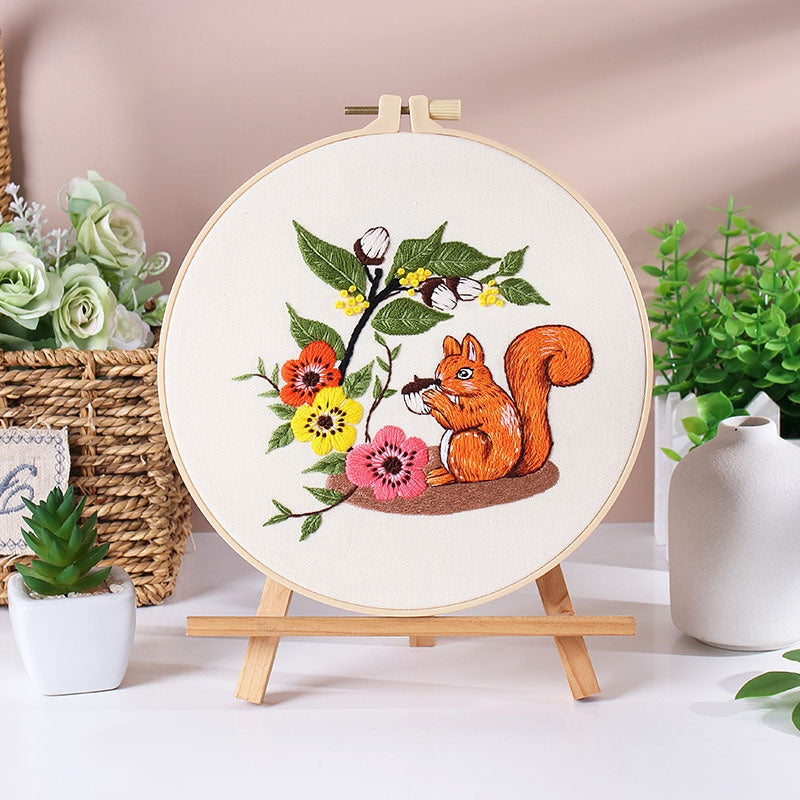 Broderie à la main Matériau de l'emballage écureuil Chouette Fox Elk de chat