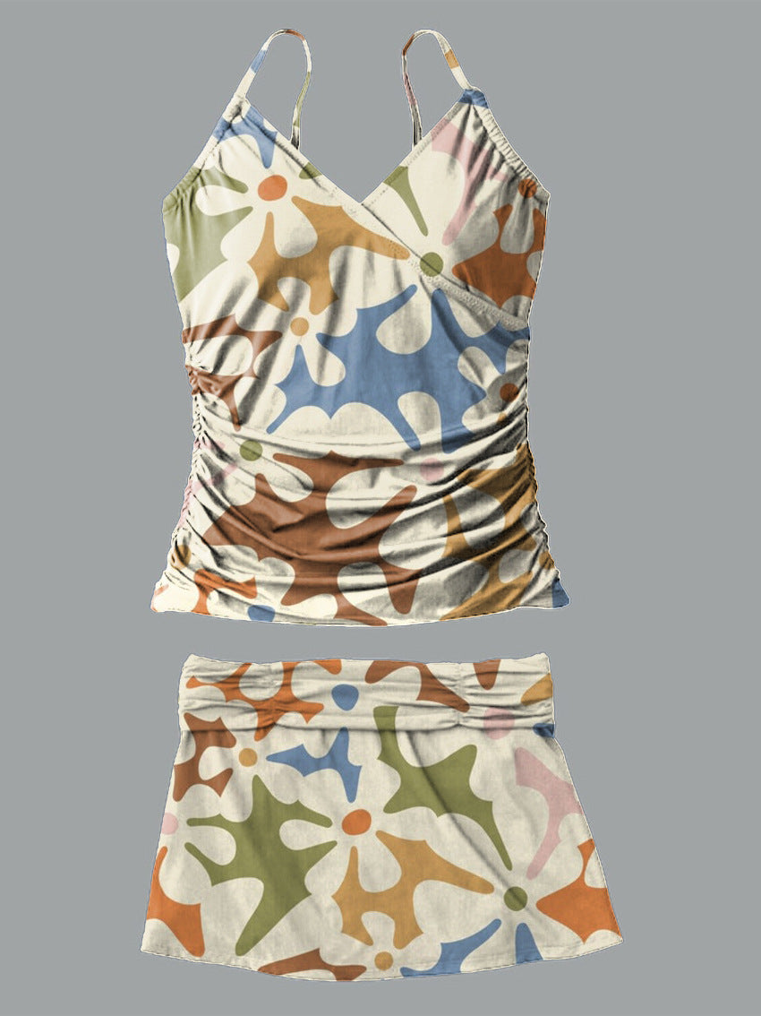 Femmes Strappy Bikini avec motif floral créatif