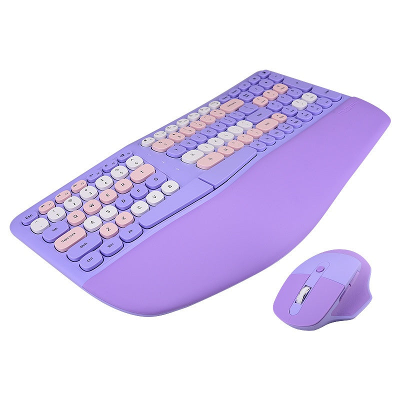 Wireless Ergonomic Veneer Wrist Splint Keyboard and Mouse Combo