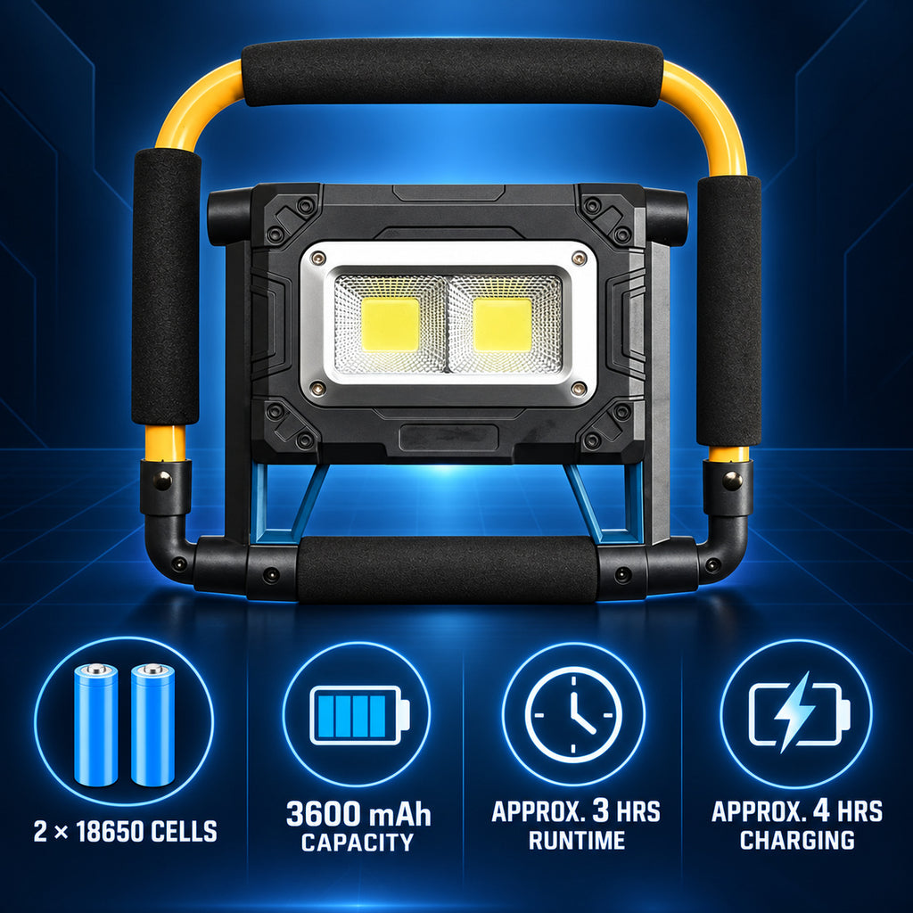 Éclairage de la batterie magnétique rechargeable solaire W874 2 COB 3600mAh 30W