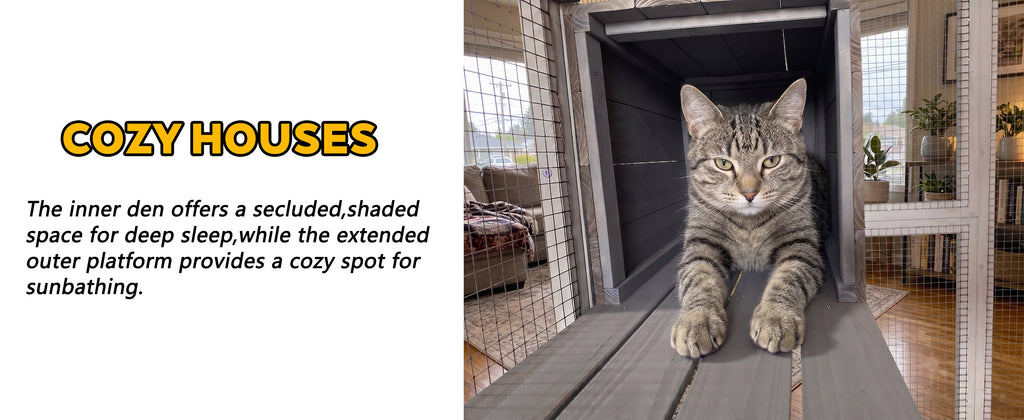 Catio en bois gris avec couvercle imperméable