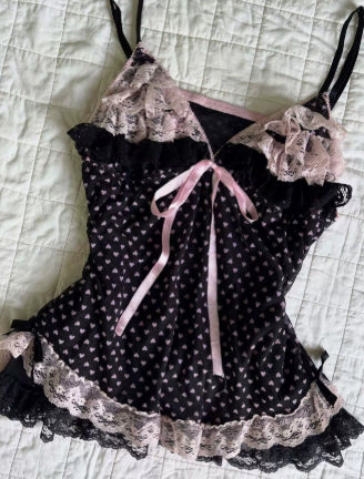 Casual Dentelle Bow Slimming Camisole polyvalente Top
