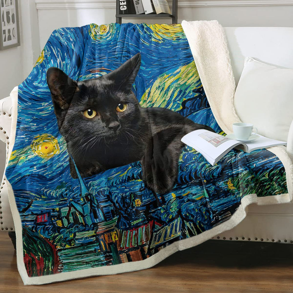 Cat Sherpa Blanket Animal Pattern Printing Enfants double couche