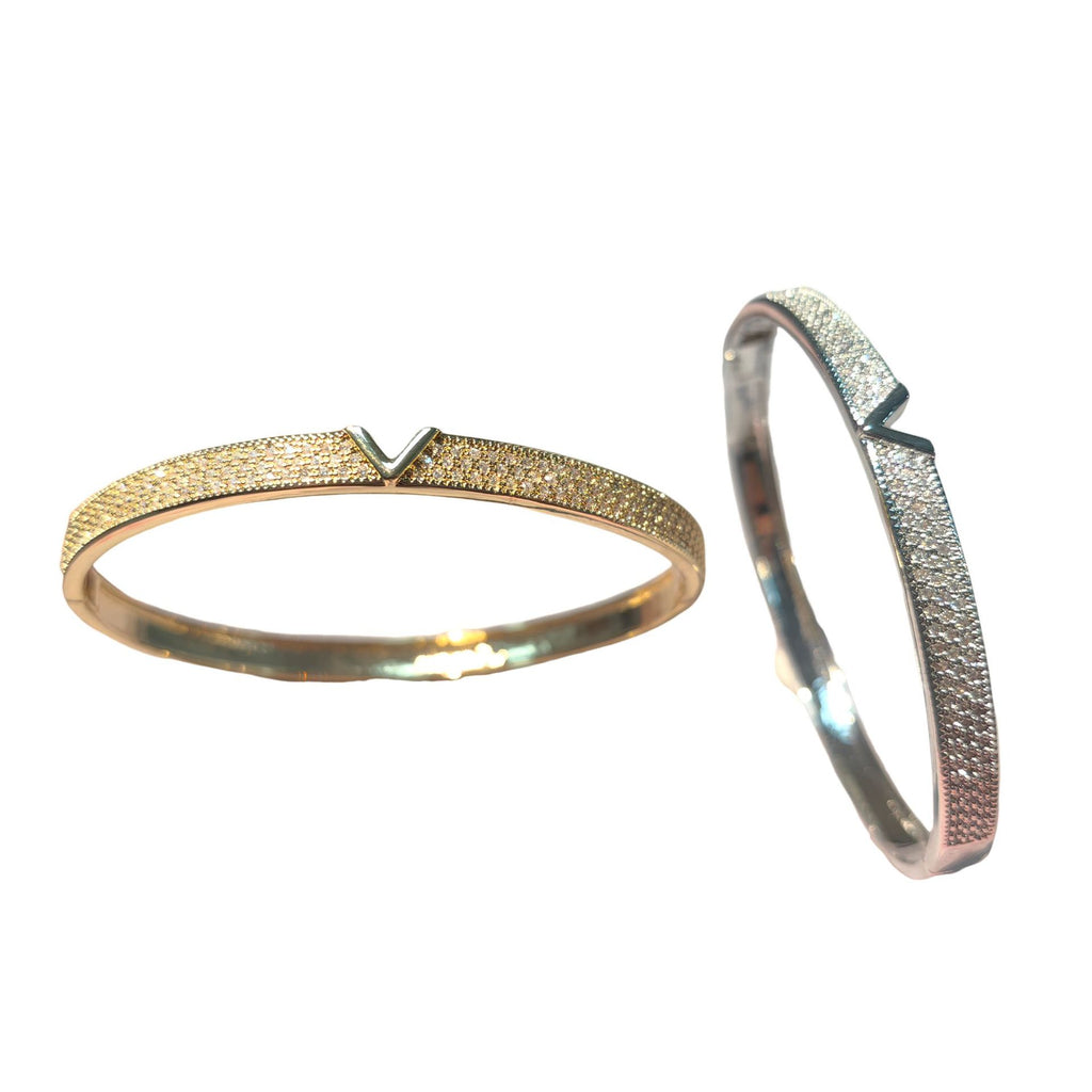 Bracelet en V 18K véritable or plaqué bague