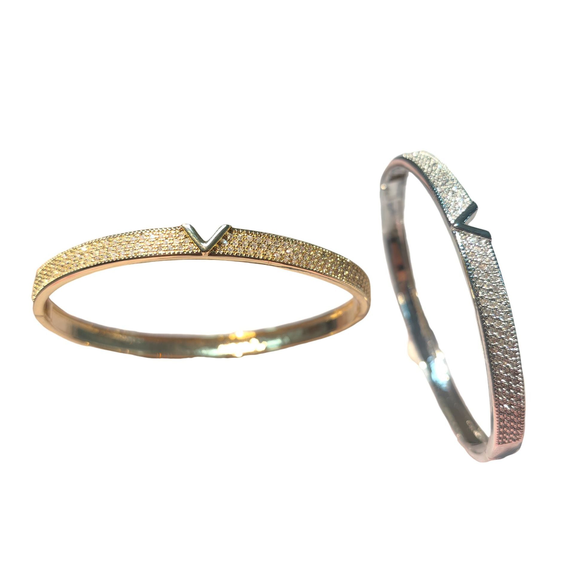 Bracelet en V 18K véritable or plaqué bague
