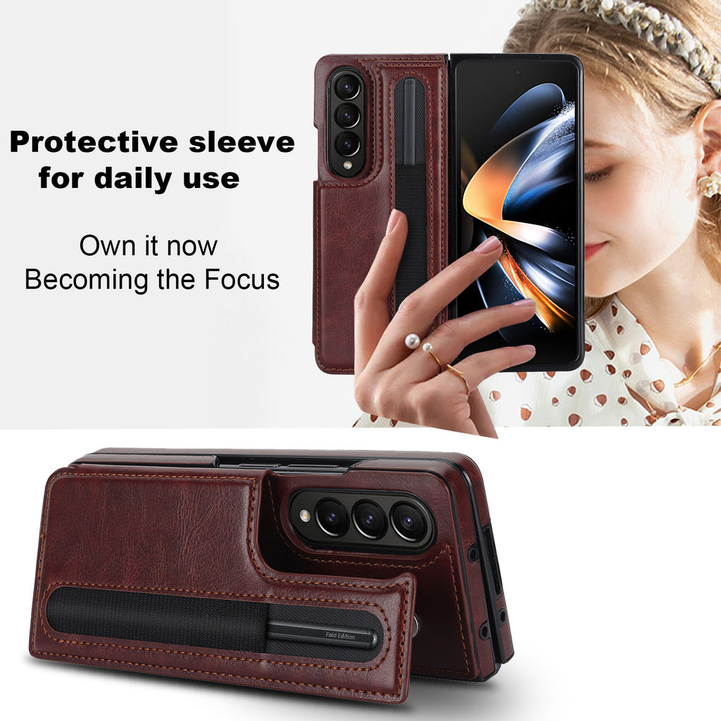 Coquille de protection en cuir pour téléphone portable pliant