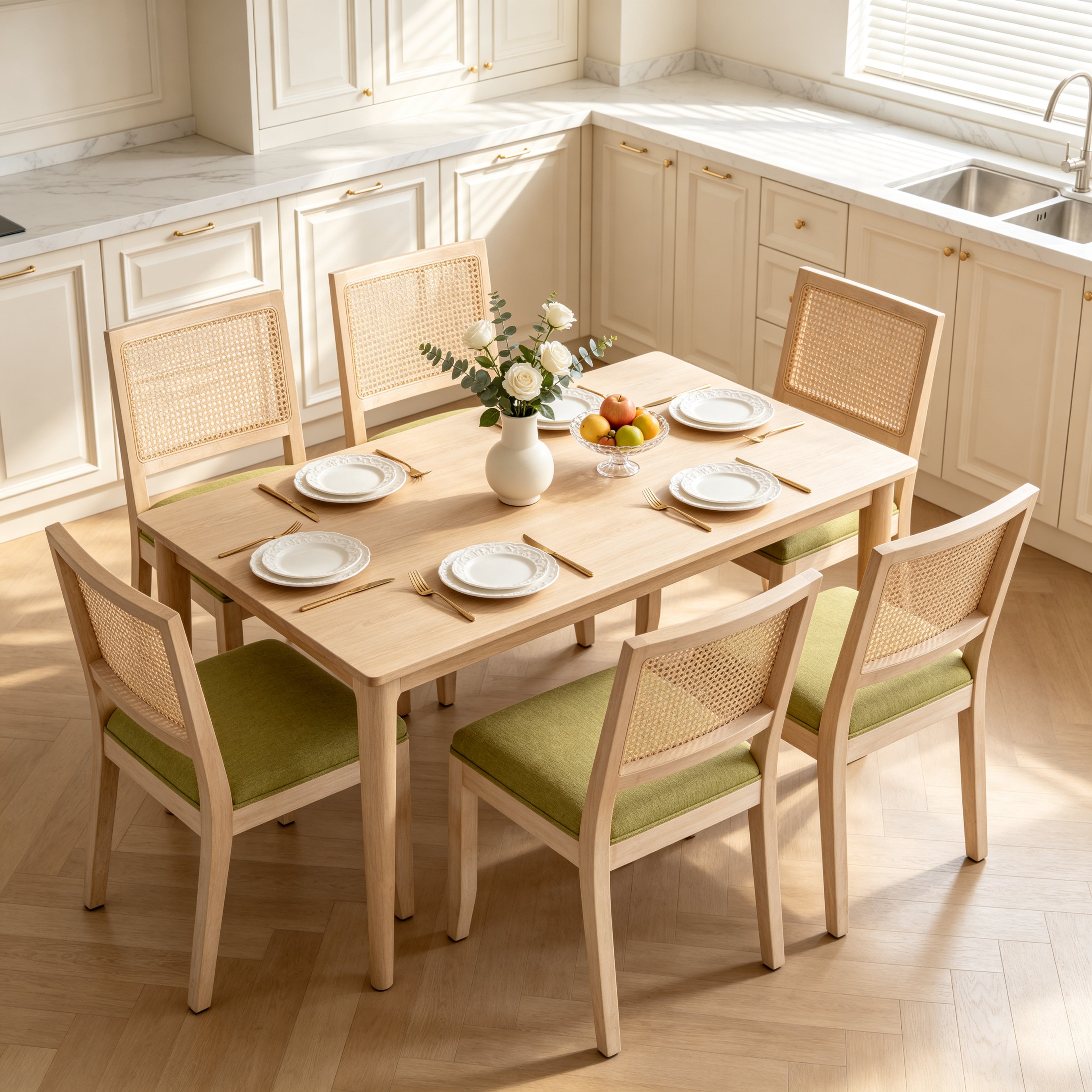 Agritourisme Rattan Chaises à manger Ensemble de 2