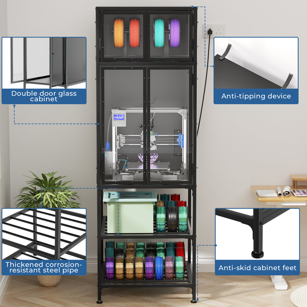 Armoire d'impression 3D avec rack de rangement pour imprimante 3D double couche