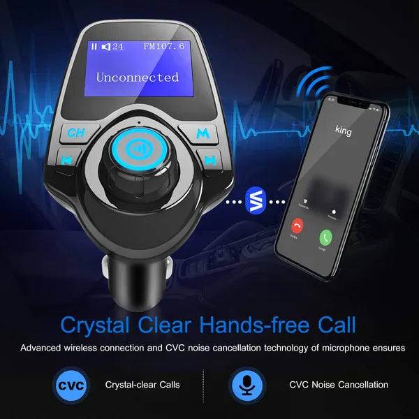 Voiture sans fil FM émetteur MP3 lecteur appel mains libres USB Chargeur AUX entrée