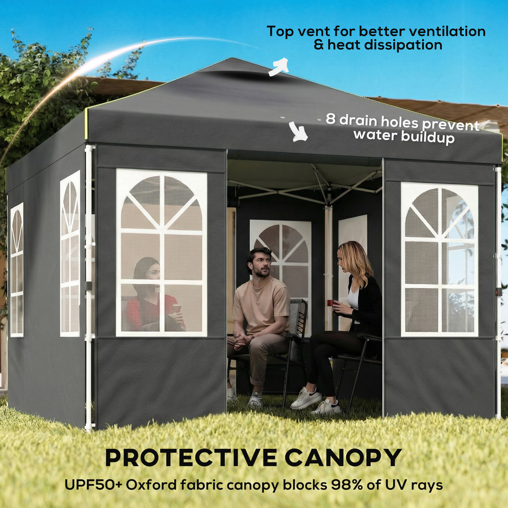9,6 x 9,6 pieds Pop Up Canopy Tente avec parois latérales