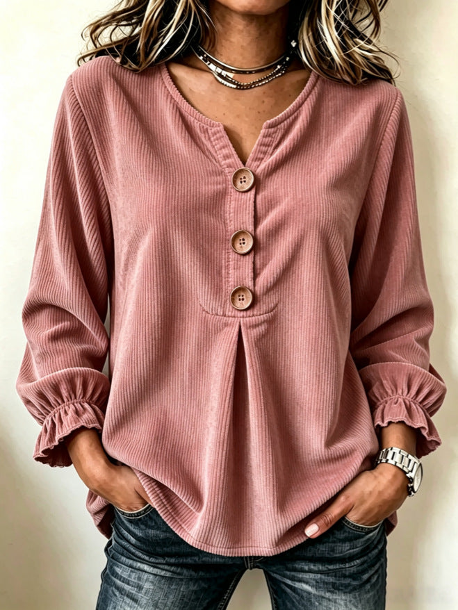 Blouse Corduroy à manches longues pour femmes