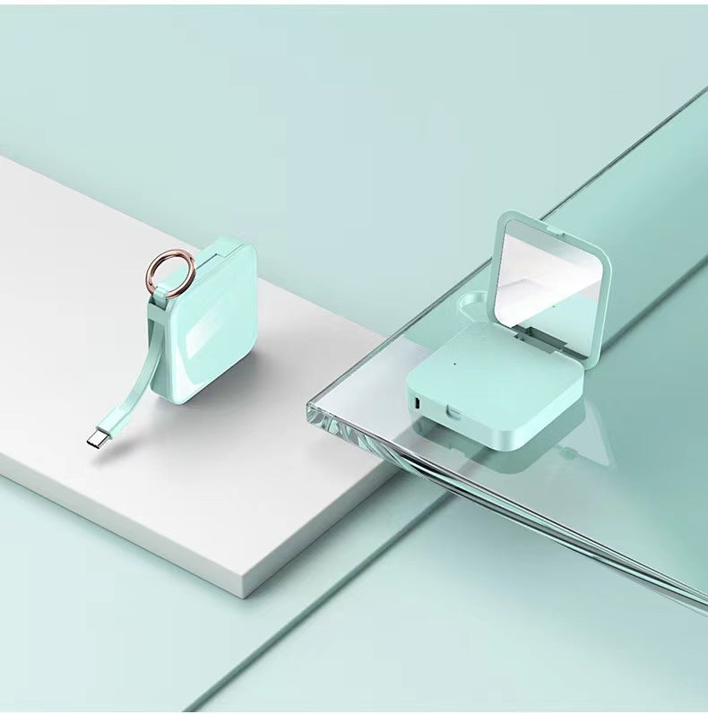 Mini porte-clés livré avec fil miroir de beauté incrusté de diamant Mobile Banque de recharge