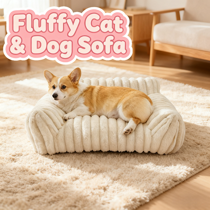 Mignon Couch Cat pour les animaux de compagnie - Lits de chat fluffy avec polaire Corduroy Premium