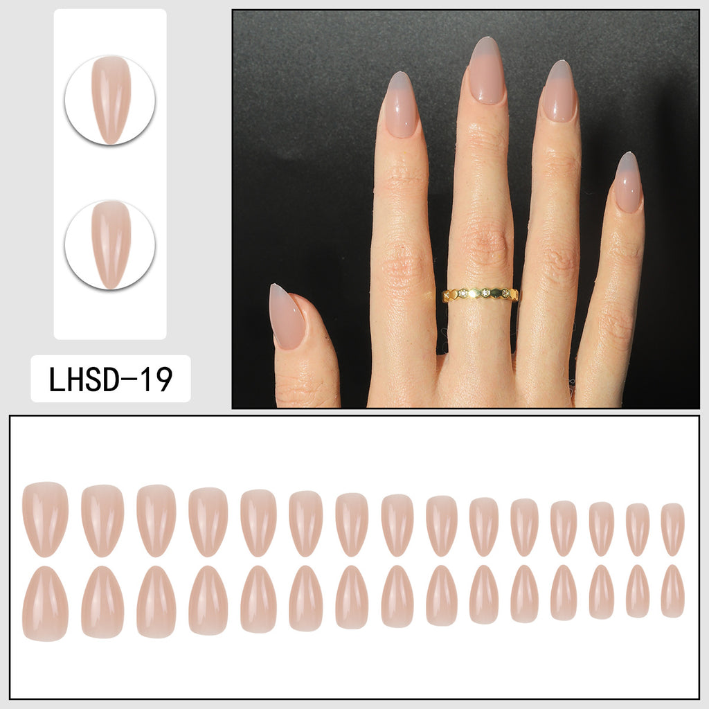 Femmes Glossy Portable Nails artificiels de couleur solide