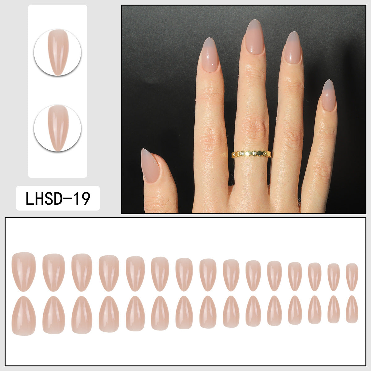 Femmes Glossy Portable Nails artificiels de couleur solide
