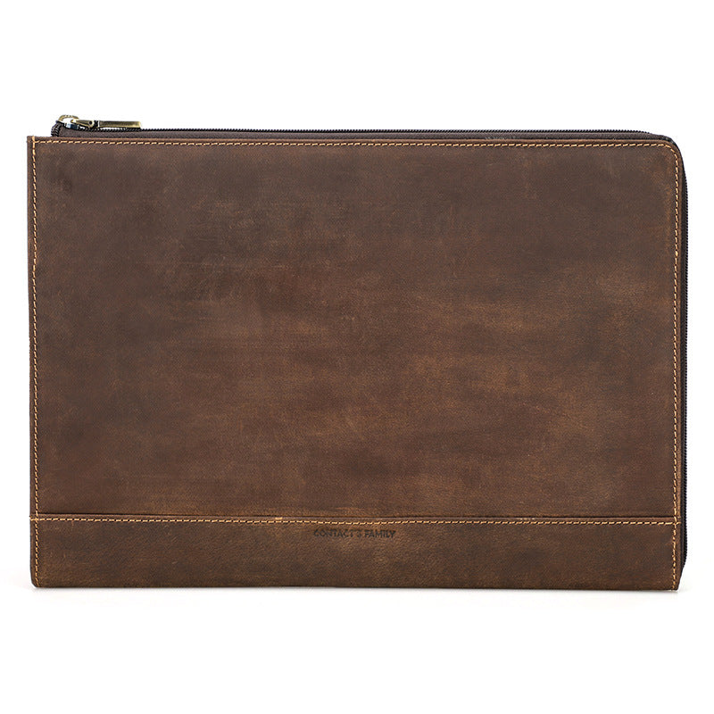 Cas de protection Crazy Horse huile en cuir zipper sac portable