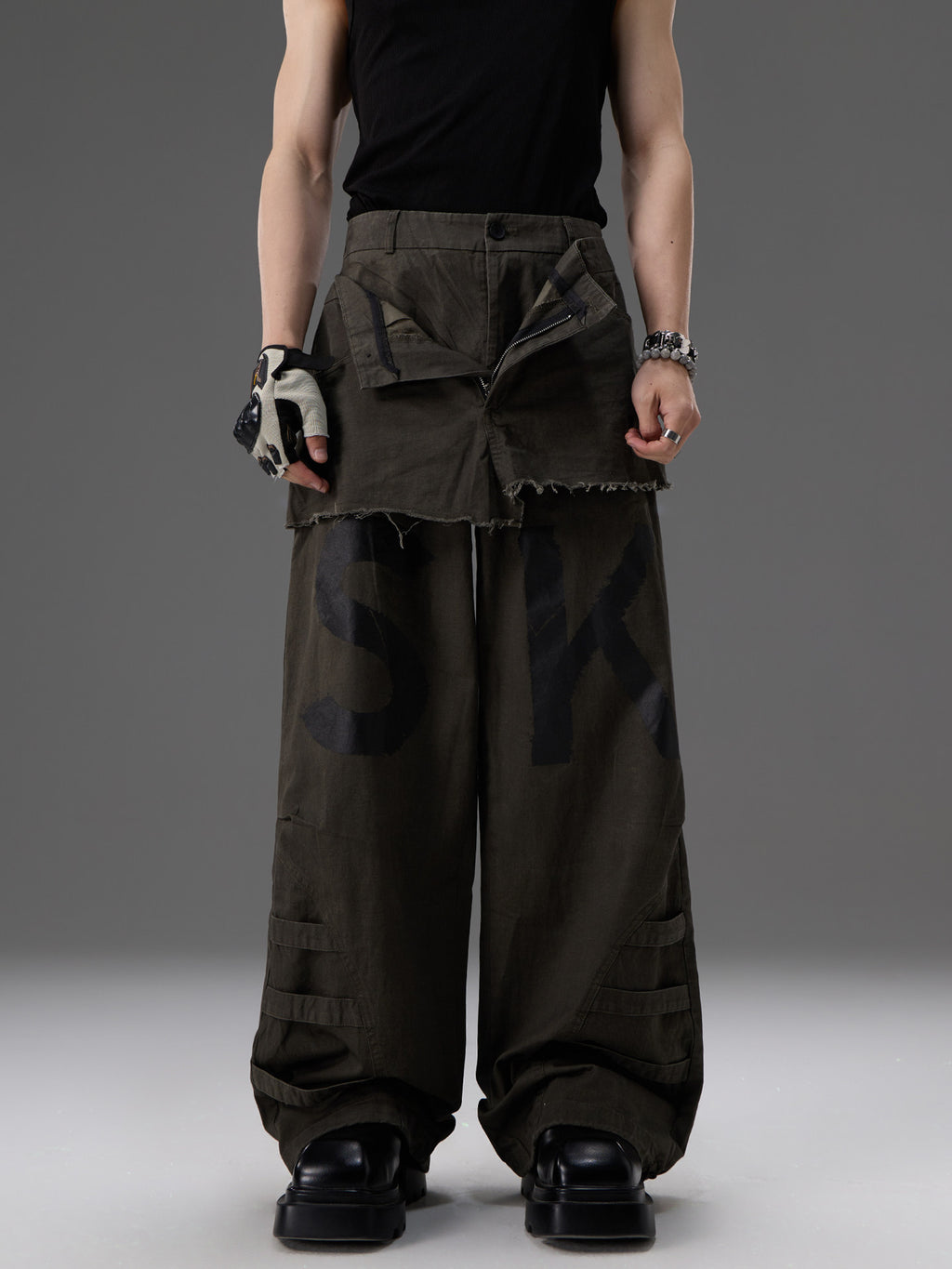 Mock-deux-pièces Design Straight-leg Vêtements de travail Pantalons
