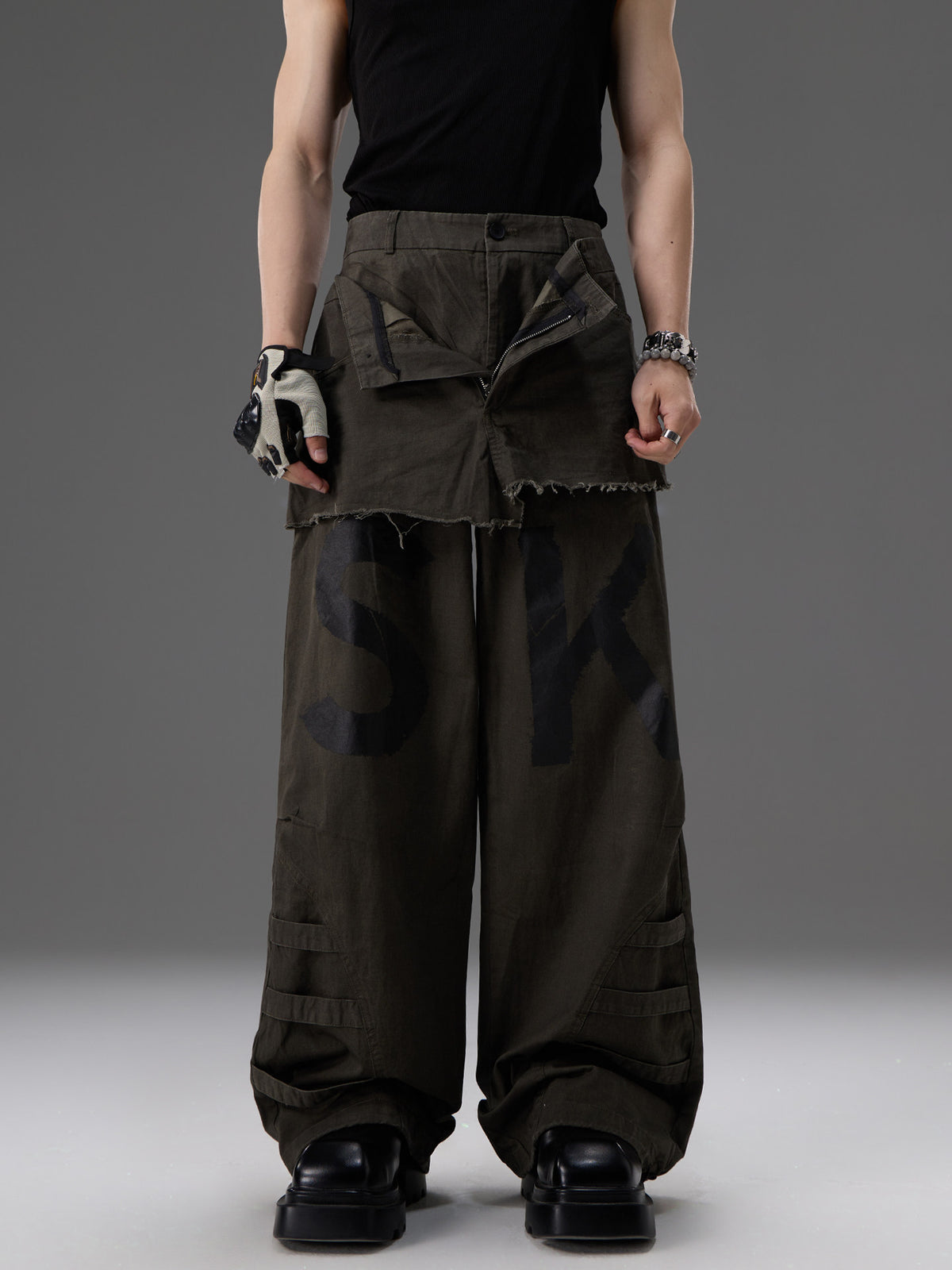 Mock-deux-pièces Design Straight-leg Vêtements de travail Pantalons