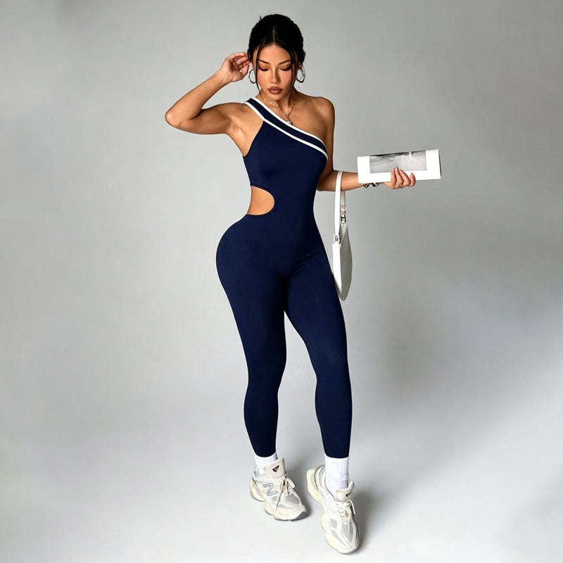 Pantalons de yoga sans épaule bloqués par la couleur