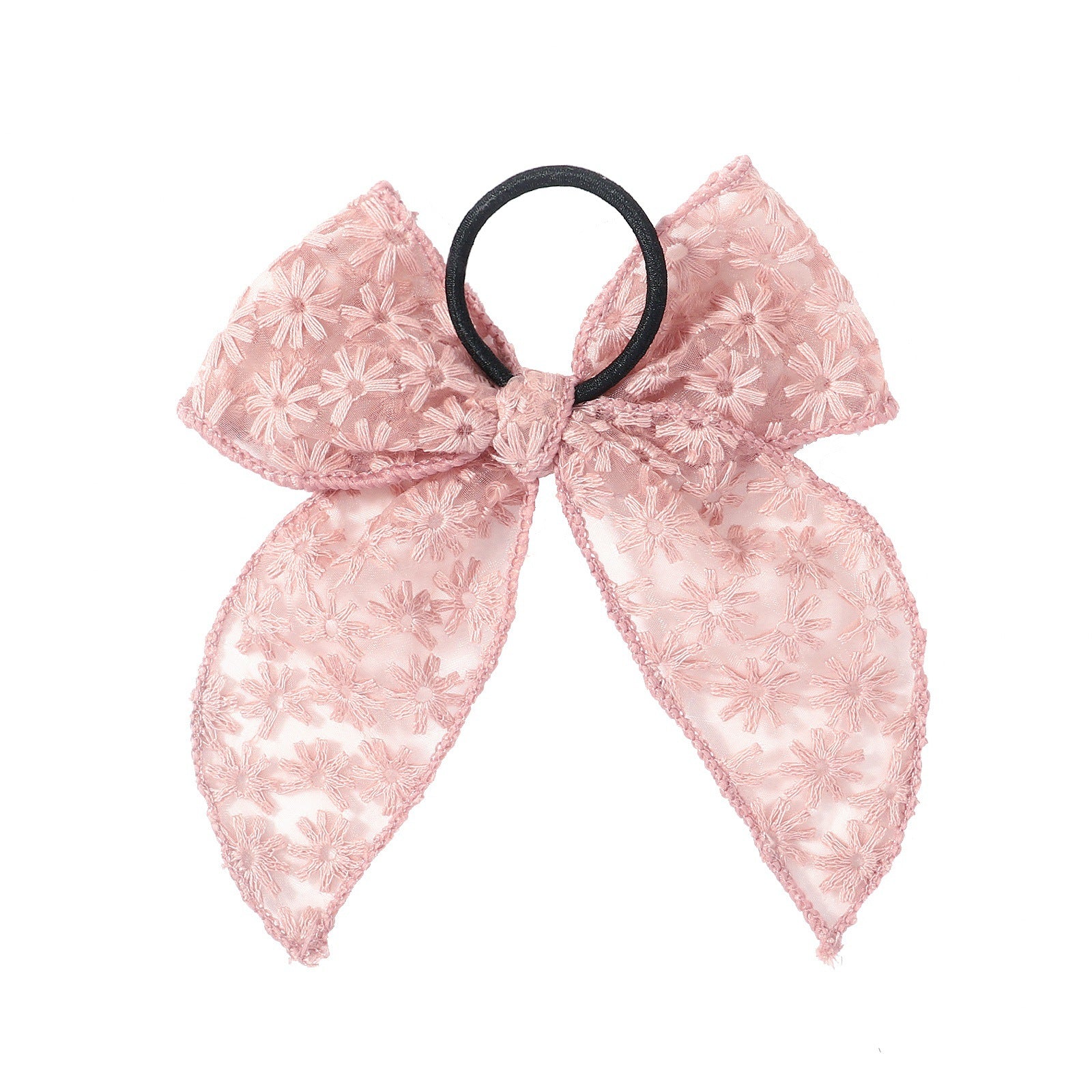 Brodé imprimé Bowknot bague de cheveux en caoutchouc de dentelle simple bande de cheveux Rope Floral Dovetail Ac