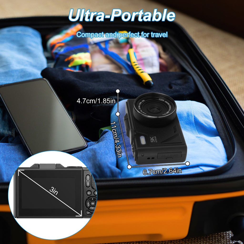 1Pc 5K 75MP Caméra numérique pour la photographie Anti Shake WiFi Vlogging Caméra vidéo avec 9 Sh