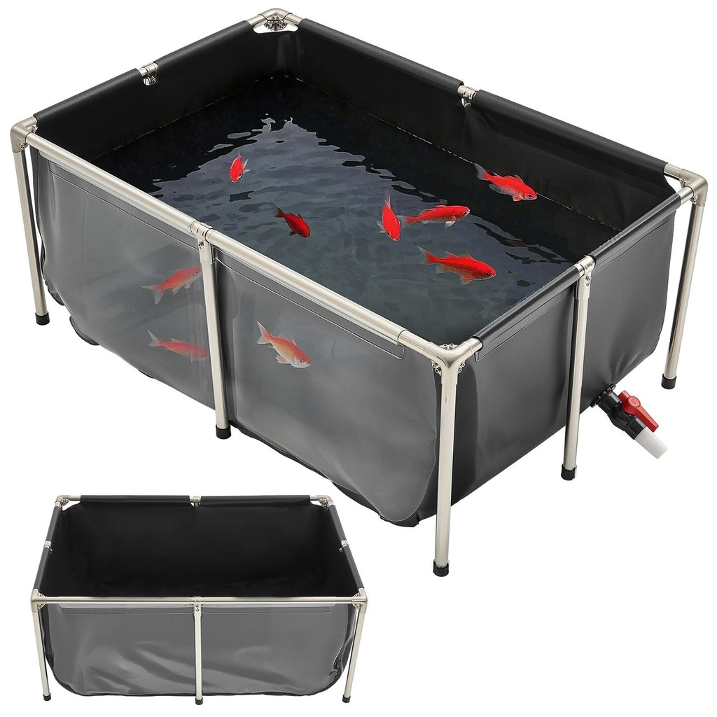 Toile Fish Pond au-dessus du sol Koi réservoir 126,8 Gal avec panneau clair