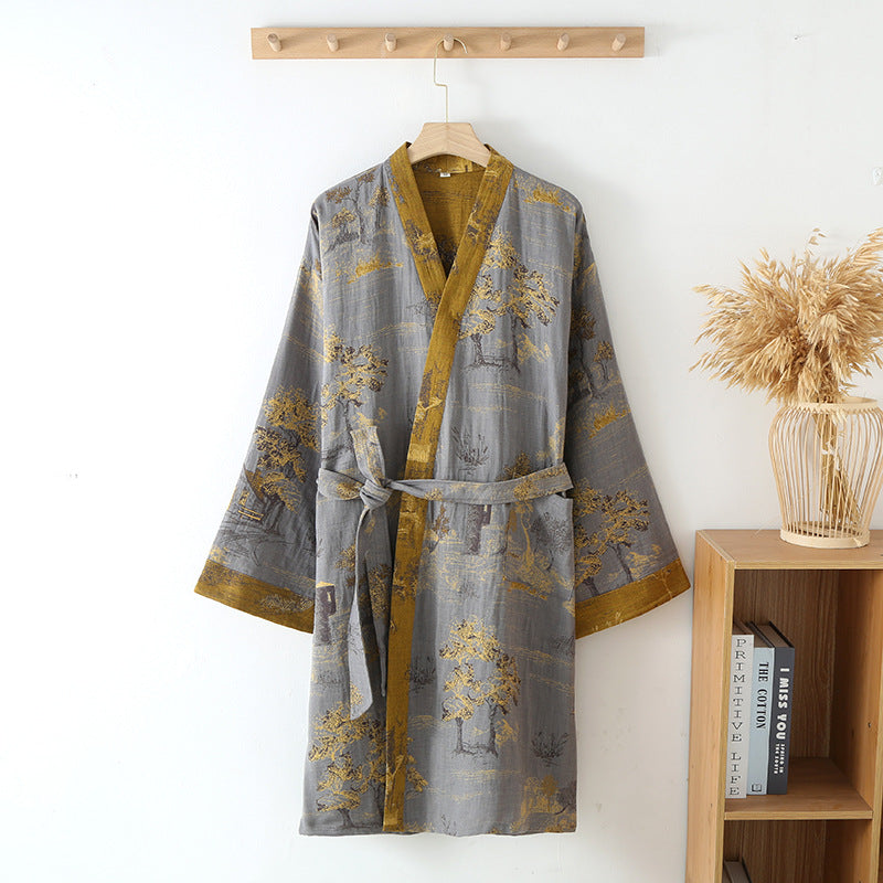 Pure coton Jacquard chinois style ceinture chemise de nuit
