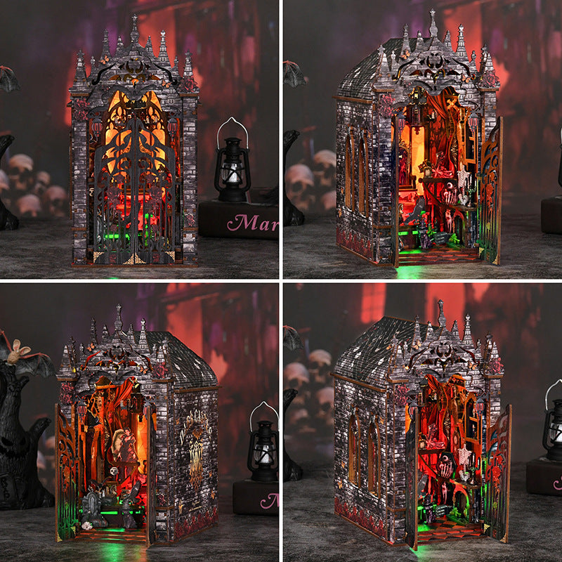 Longue nuit Dark Fortress Bookend DIY Cottage Miniature Assemblage Toy